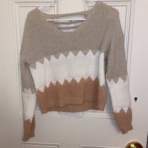 Cream White Pink knit Sweater